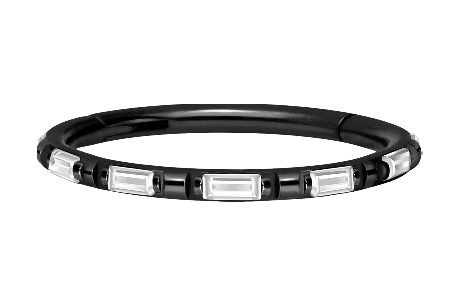 Chirurgenstahl Segmentring Clicker Piercing RECHTECKIGE KRISTALLE